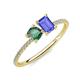 3 - Elyse 6.00 mm Cushion Shape Lab Created Alexandrite and 7x5 mm Emerald Shape Tanzanite 2 Stone Duo Ring 