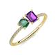 3 - Elyse 6.00 mm Cushion Shape Lab Created Alexandrite and 7x5 mm Emerald Shape Amethyst 2 Stone Duo Ring 