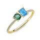 3 - Elyse 6.00 mm Cushion Shape Lab Created Alexandrite and 7x5 mm Emerald Shape Blue Topaz 2 Stone Duo Ring 