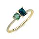 3 - Elyse 6.00 mm Cushion Shape Lab Created Alexandrite and 7x5 mm Emerald Shape London Blue Topaz 2 Stone Duo Ring 