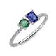 3 - Elyse 6.00 mm Cushion Shape Lab Created Alexandrite and 7x5 mm Emerald Shape Iolite 2 Stone Duo Ring 