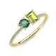 3 - Elyse 6.00 mm Cushion Shape Lab Created Alexandrite and 7x5 mm Emerald Shape Peridot 2 Stone Duo Ring 