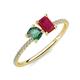 3 - Elyse 6.00 mm Cushion Shape Lab Created Alexandrite and 7x5 mm Emerald Shape Lab Created Ruby 2 Stone Duo Ring 