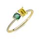 3 - Elyse 6.00 mm Cushion Shape Lab Created Alexandrite and 7x5 mm Emerald Shape Lab Created Yellow Sapphire 2 Stone Duo Ring 