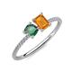 3 - Elyse 6.00 mm Cushion Shape Lab Created Alexandrite and 7x5 mm Emerald Shape Citrine 2 Stone Duo Ring 