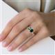 5 - Elyse 6.00 mm Cushion Shape Lab Created Alexandrite and 7x5 mm Emerald Shape London Blue Topaz 2 Stone Duo Ring 