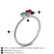 4 - Elyse 6.00 mm Cushion Shape Lab Created Alexandrite and 7x5 mm Emerald Shape Rhodolite Garnet 2 Stone Duo Ring 