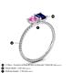 4 - Elyse 6.00 mm Cushion Shape Lab Created Pink Sapphire and 7x5 mm Emerald Shape Lab Created Blue Sapphire 2 Stone Duo Ring 