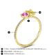4 - Elyse 6.00 mm Cushion Shape Lab Created Pink Sapphire and 7x5 mm Emerald Shape Lab Created Yellow Sapphire 2 Stone Duo Ring 