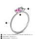 4 - Elyse 6.00 mm Cushion Shape Lab Created Pink Sapphire and 7x5 mm Emerald Shape Forever Brilliant Moissanite 2 Stone Duo Ring 