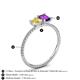 4 - Elyse 6.00 mm Cushion Shape Lab Created Yellow Sapphire and 7x5 mm Emerald Shape Amethyst 2 Stone Duo Ring 