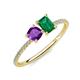 3 - Elyse 6.00 mm Cushion Shape Amethyst and 7x5 mm Emerald Shape Lab Created Emerald 2 Stone Duo Ring 