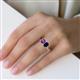 5 - Elyse 6.00 mm Cushion Shape Amethyst and 7x5 mm Emerald Shape Lab Created Blue Sapphire 2 Stone Duo Ring 