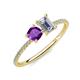 3 - Elyse 6.00 mm Cushion Shape Amethyst and 7x5 mm Emerald Shape Forever Brilliant Moissanite 2 Stone Duo Ring 