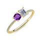 3 - Elyse 6.00 mm Cushion Shape Amethyst and 7x5 mm Emerald Shape White Sapphire 2 Stone Duo Ring 