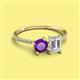 2 - Elyse 6.00 mm Cushion Shape Amethyst and 7x5 mm Emerald Shape White Sapphire 2 Stone Duo Ring 