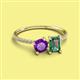 2 - Elyse 6.00 mm Cushion Shape Amethyst and 7x5 mm Emerald Shape Lab Created Alexandrite 2 Stone Duo Ring 