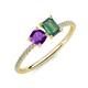 3 - Elyse 6.00 mm Cushion Shape Amethyst and 7x5 mm Emerald Shape Lab Created Alexandrite 2 Stone Duo Ring 