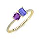 3 - Elyse 6.00 mm Cushion Shape Amethyst and 7x5 mm Emerald Shape Tanzanite 2 Stone Duo Ring 