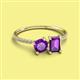 2 - Elyse 6.00 mm Cushion Shape and 7x5 mm Emerald Shape Amethyst 2 Stone Duo Ring 