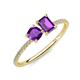 3 - Elyse 6.00 mm Cushion Shape and 7x5 mm Emerald Shape Amethyst 2 Stone Duo Ring 