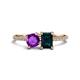 1 - Elyse 6.00 mm Cushion Shape Amethyst and 7x5 mm Emerald Shape London Blue Topaz 2 Stone Duo Ring 