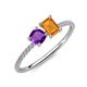 3 - Elyse 6.00 mm Cushion Shape Amethyst and 7x5 mm Emerald Shape Citrine 2 Stone Duo Ring 