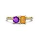 1 - Elyse 6.00 mm Cushion Shape Amethyst and 7x5 mm Emerald Shape Citrine 2 Stone Duo Ring 