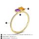 4 - Elyse 6.00 mm Cushion Shape Amethyst and 7x5 mm Emerald Shape Citrine 2 Stone Duo Ring 