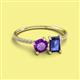 2 - Elyse 6.00 mm Cushion Shape Amethyst and 7x5 mm Emerald Shape Iolite 2 Stone Duo Ring 