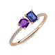 3 - Elyse 6.00 mm Cushion Shape Amethyst and 7x5 mm Emerald Shape Iolite 2 Stone Duo Ring 