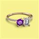 2 - Elyse 6.00 mm Cushion Shape Amethyst and IGI Certified 7x5 mm Emerald Shape Lab Grown Diamond 2 Stone Duo Ring 