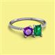 2 - Elyse 6.00 mm Cushion Shape Amethyst and 7x5 mm Emerald Shape Lab Created Emerald 2 Stone Duo Ring 