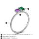 4 - Elyse 6.00 mm Cushion Shape Amethyst and 7x5 mm Emerald Shape Lab Created Emerald 2 Stone Duo Ring 