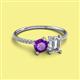 2 - Elyse 6.00 mm Cushion Shape Amethyst and 7x5 mm Emerald Shape Forever Brilliant Moissanite 2 Stone Duo Ring 