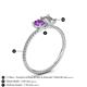 4 - Elyse 6.00 mm Cushion Shape Amethyst and 7x5 mm Emerald Shape Forever Brilliant Moissanite 2 Stone Duo Ring 