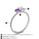 4 - Elyse 6.00 mm Cushion Shape Amethyst and 7x5 mm Emerald Shape White Sapphire 2 Stone Duo Ring 