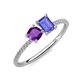 3 - Elyse 6.00 mm Cushion Shape Amethyst and 7x5 mm Emerald Shape Tanzanite 2 Stone Duo Ring 