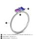 4 - Elyse 6.00 mm Cushion Shape Amethyst and 7x5 mm Emerald Shape Tanzanite 2 Stone Duo Ring 