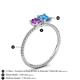 4 - Elyse 6.00 mm Cushion Shape Amethyst and 7x5 mm Emerald Shape Blue Topaz 2 Stone Duo Ring 