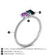 4 - Elyse 6.00 mm Cushion Shape Amethyst and 7x5 mm Emerald Shape London Blue Topaz 2 Stone Duo Ring 