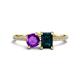 1 - Elyse 6.00 mm Cushion Shape Amethyst and 7x5 mm Emerald Shape London Blue Topaz 2 Stone Duo Ring 