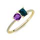 3 - Elyse 6.00 mm Cushion Shape Amethyst and 7x5 mm Emerald Shape London Blue Topaz 2 Stone Duo Ring 