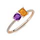 3 - Elyse 6.00 mm Cushion Shape Amethyst and 7x5 mm Emerald Shape Citrine 2 Stone Duo Ring 