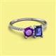 2 - Elyse 6.00 mm Cushion Shape Amethyst and 7x5 mm Emerald Shape Iolite 2 Stone Duo Ring 