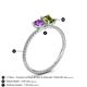 4 - Elyse 6.00 mm Cushion Shape Amethyst and 7x5 mm Emerald Shape Peridot 2 Stone Duo Ring 