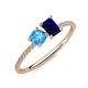 3 - Elyse 6.00 mm Cushion Shape Blue Topaz and 7x5 mm Emerald Shape Lab Created Blue Sapphire 2 Stone Duo Ring 