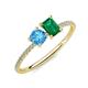 3 - Elyse 6.00 mm Cushion Shape Blue Topaz and 7x5 mm Emerald Shape Lab Created Emerald 2 Stone Duo Ring 