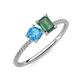 3 - Elyse 6.00 mm Cushion Shape Blue Topaz and 7x5 mm Emerald Shape Lab Created Alexandrite 2 Stone Duo Ring 