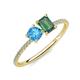 3 - Elyse 6.00 mm Cushion Shape Blue Topaz and 7x5 mm Emerald Shape Lab Created Alexandrite 2 Stone Duo Ring 